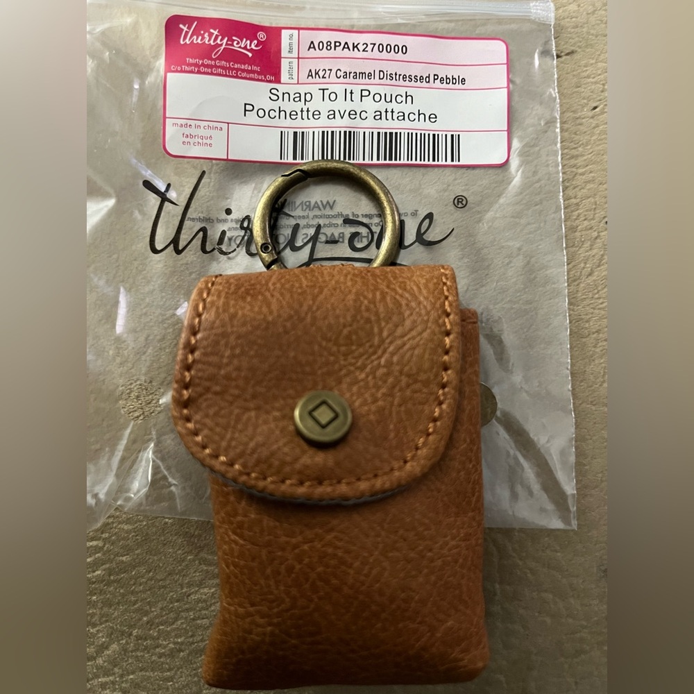 Thirty-One - 31 Snap to It Pouch - NEW Caramel Distressed  Pebble - NIP